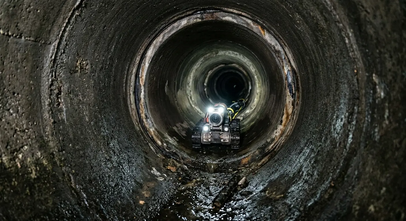 Robotic sewer camera inspecting pipe interior for Drain Snake Service in Mascoutah